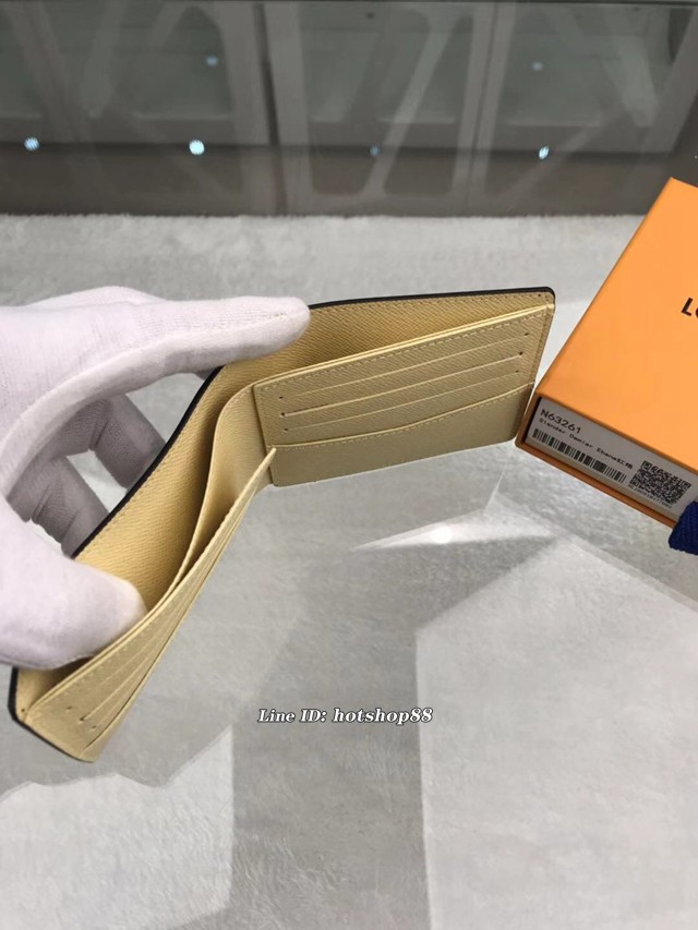 路易威登LV錢包 N63261紅格 經典圖案浸潤霓虹色彩 Slender錢夾包 LV男士短夾 xxlv1907